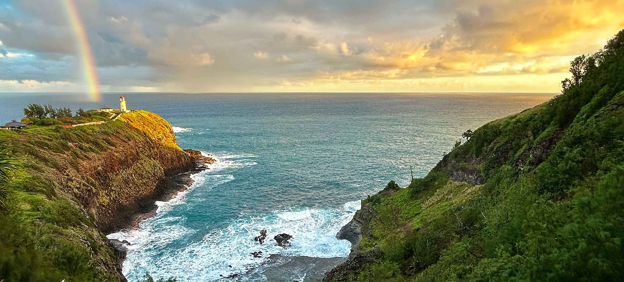 Rainbow sunrise at Kilauea Lighthouse