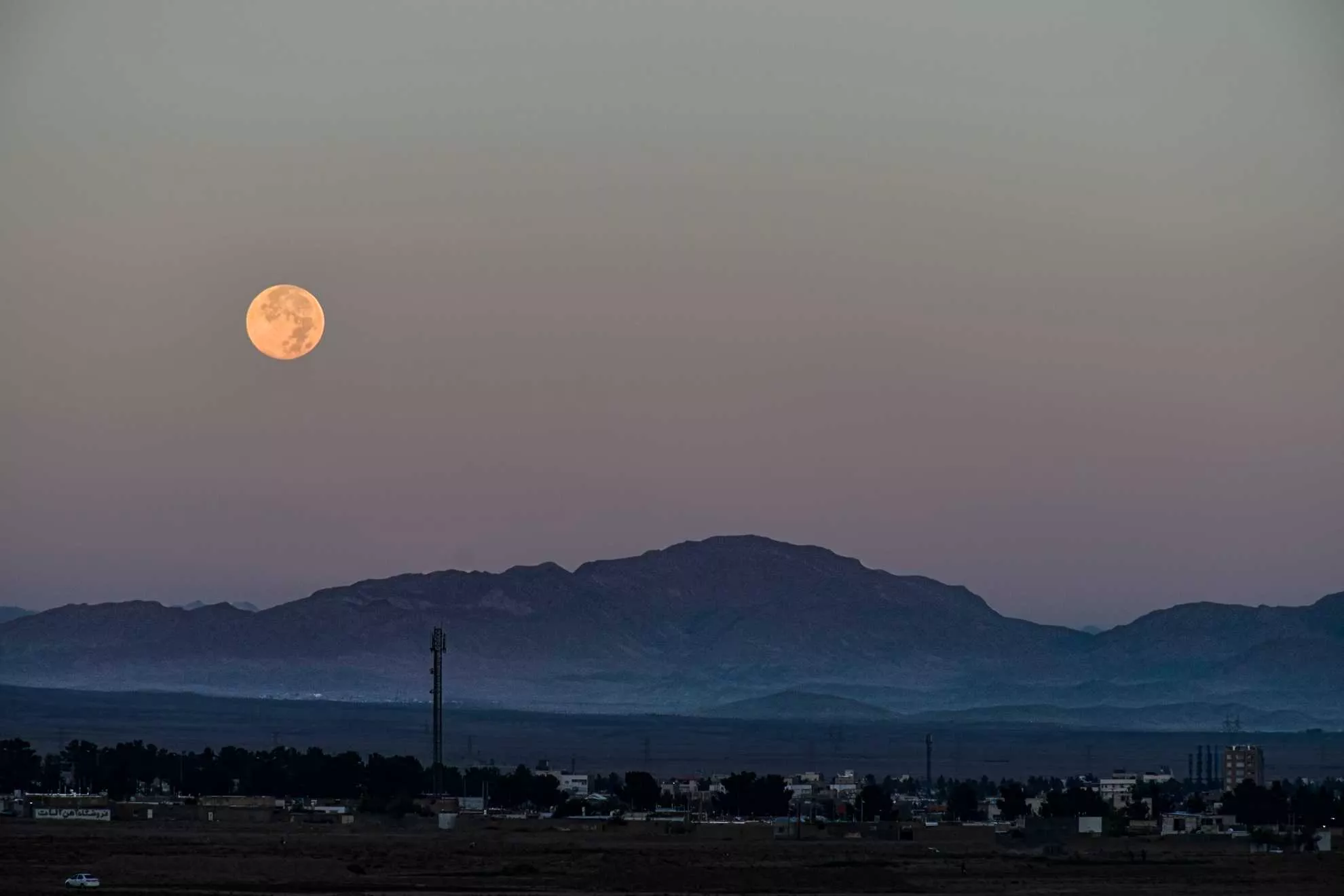 Moonset in the mountains