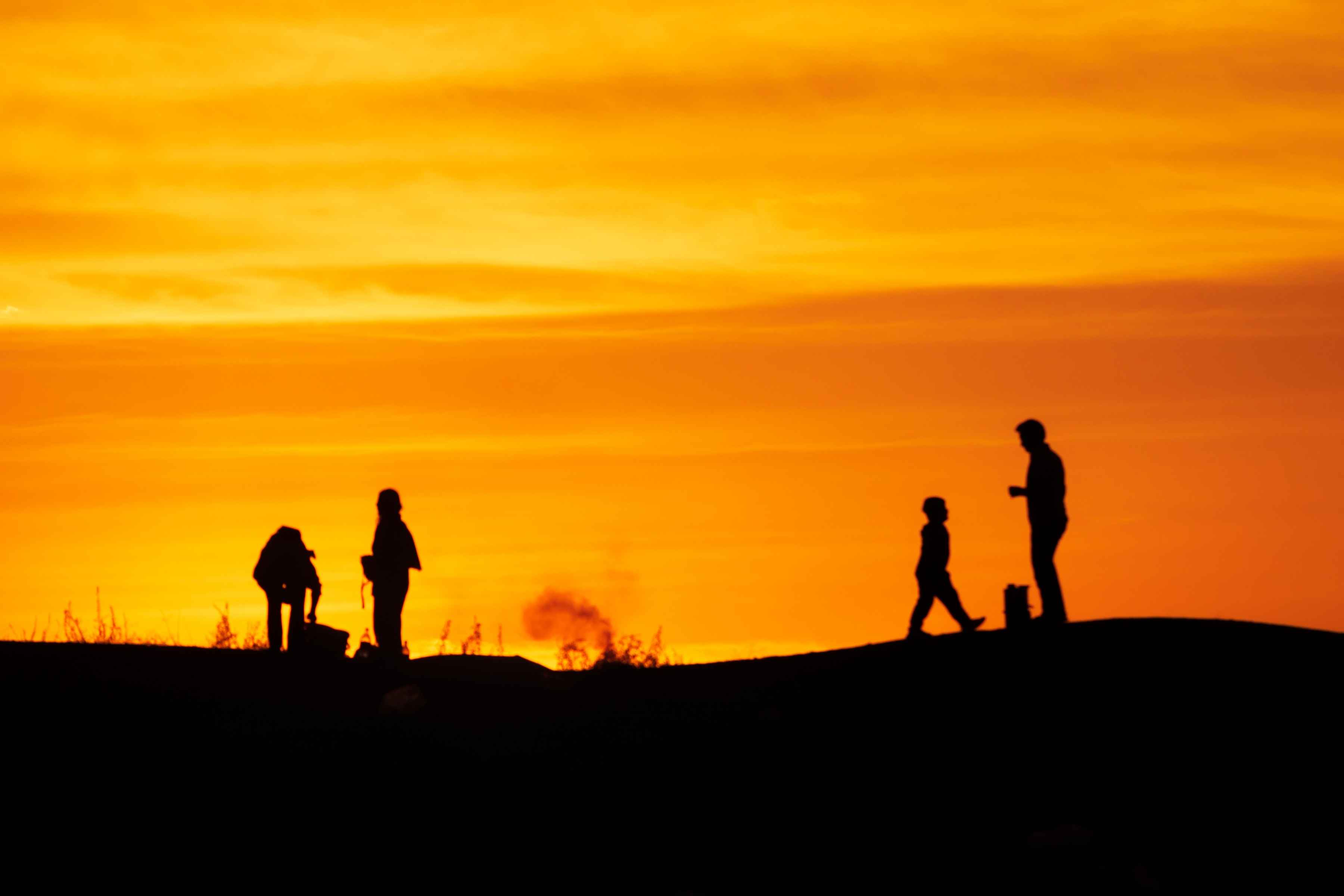 Warm family and sunset